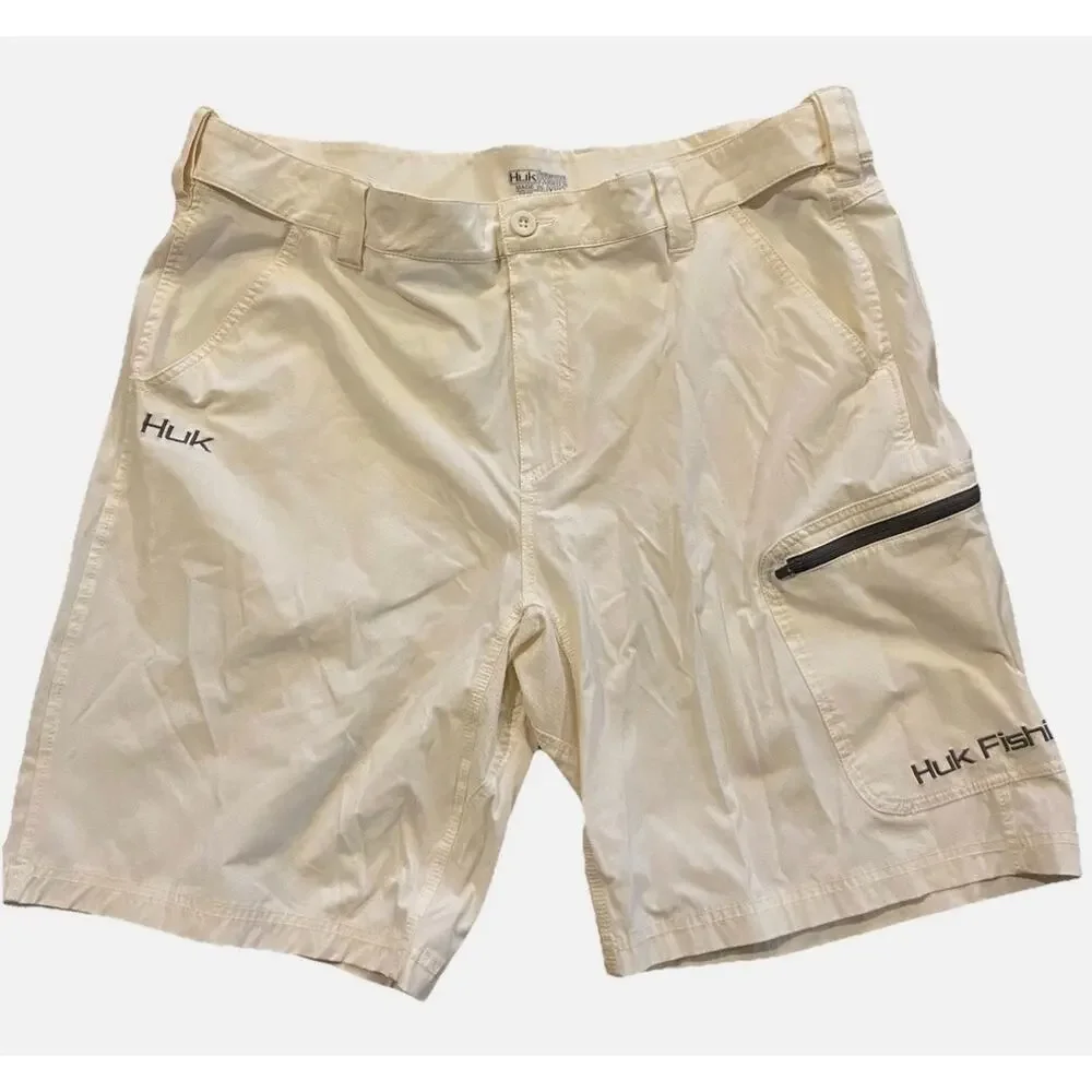 Huk Performance Fabrics Fishing Shorts Men's XXL‎ Cargo Zipper Pockets